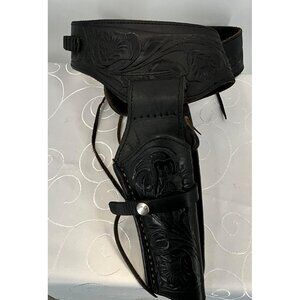 Black Tooled Leather‎ Gun Belt & Holster Size 42 Tombstone Arizona